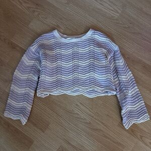 Altar'd State Lavender and Cream Knit Crop Top